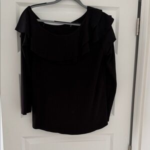 Gibson Black Ruffle Blouse
